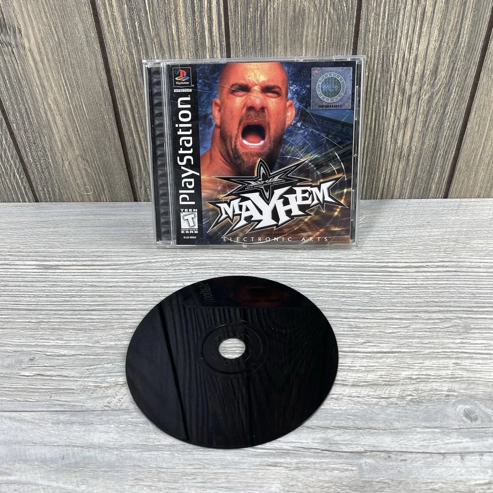 WCW Mayhem Sony PlayStation 1 PS1 Complete w/ Manual Black Label Tested